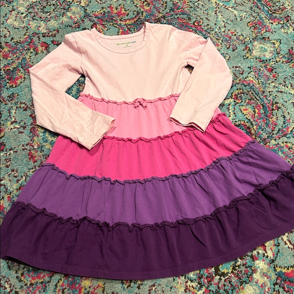 Garnet‎ Hill organic cotton tiered knit dress 6 k7156